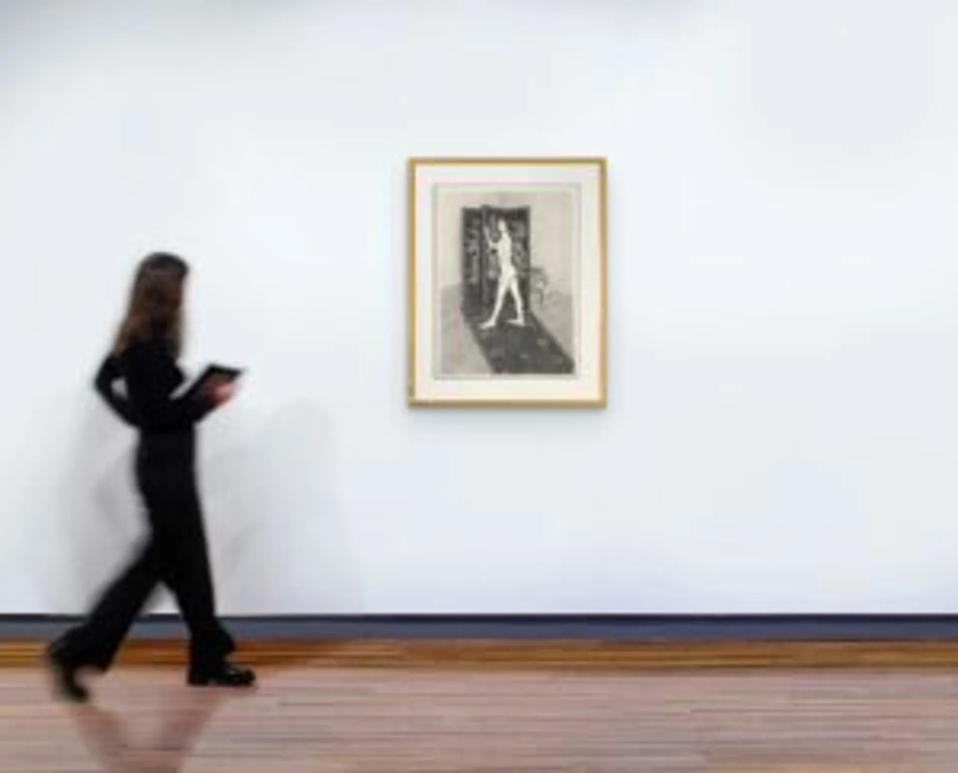 Standing nude with screen