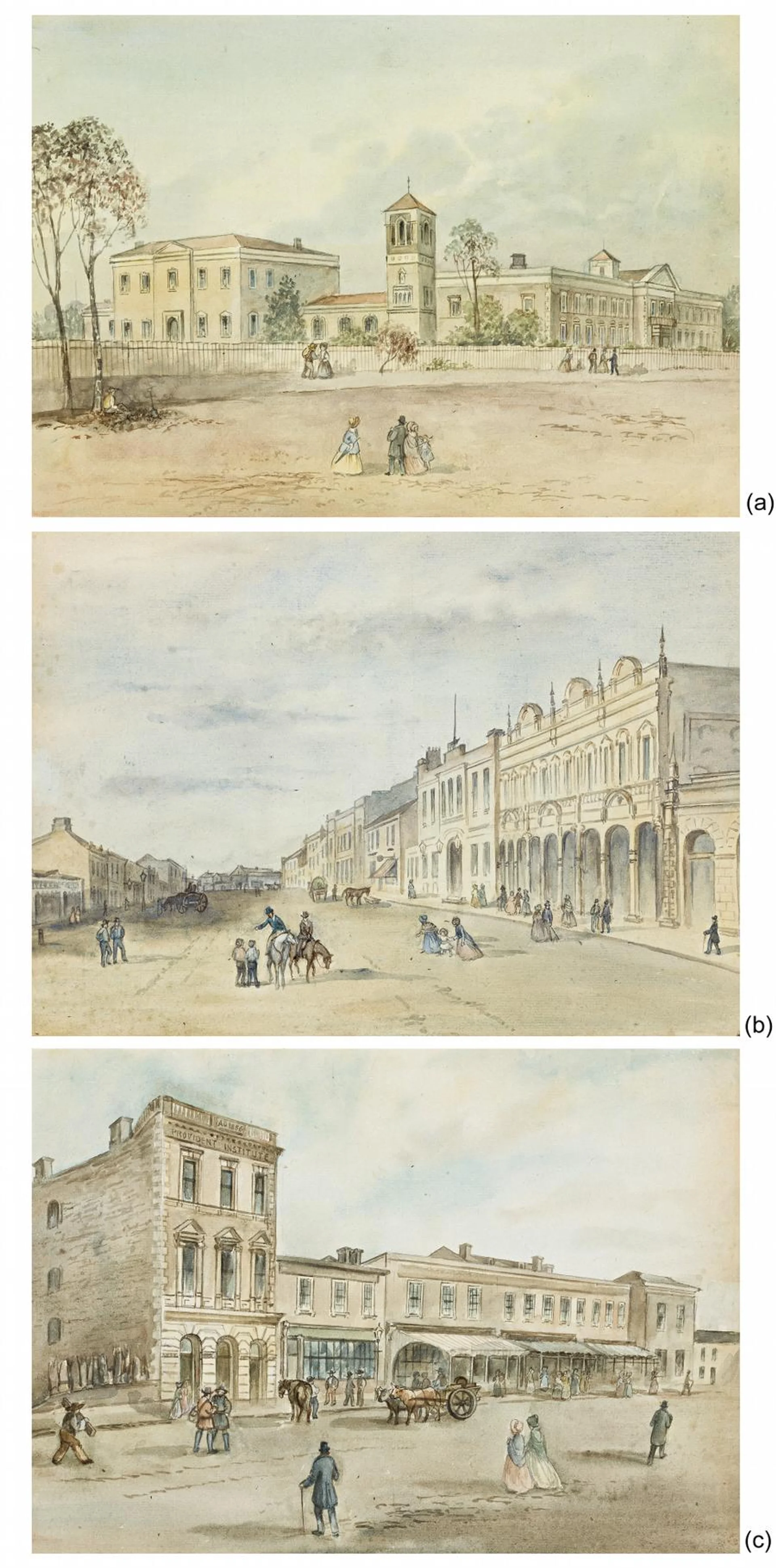 (i) ST PATRICK’S COLLEGE, MELBOURNE, c.1860 (ii) MALOP STREET, GEELONG, c.1860 (iii) THE PROVIDENT INSTITUTE, MELBOURNE
