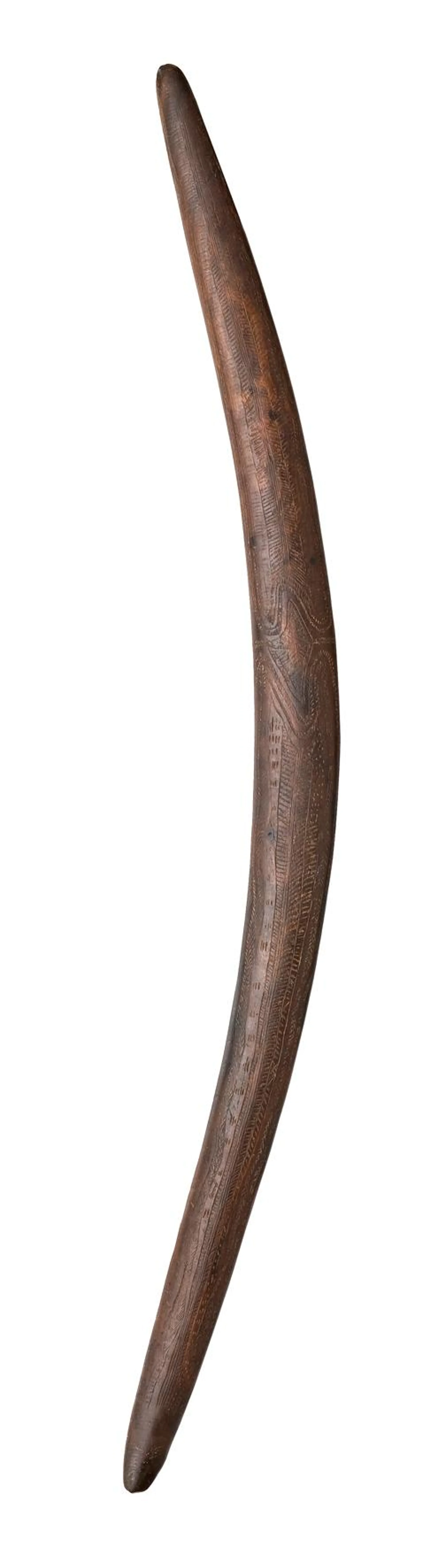 A LARGE AND FINELY INCISED BOOMERANG