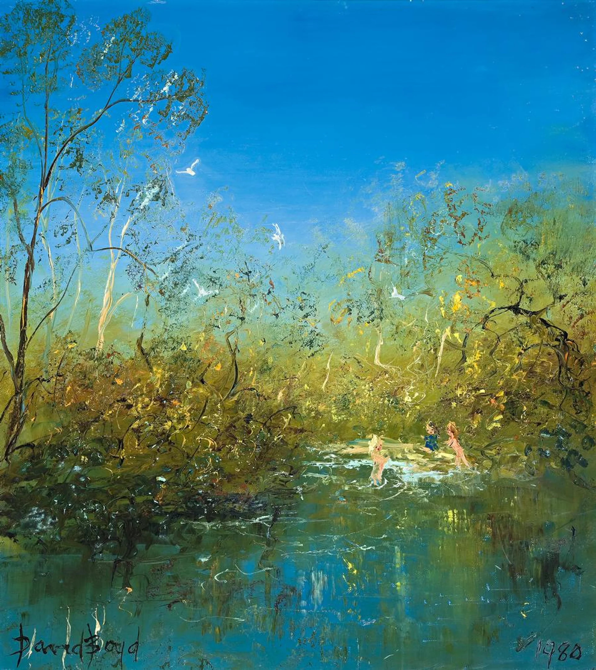 CHILDREN SWIMMING AT THE WATERHOLE