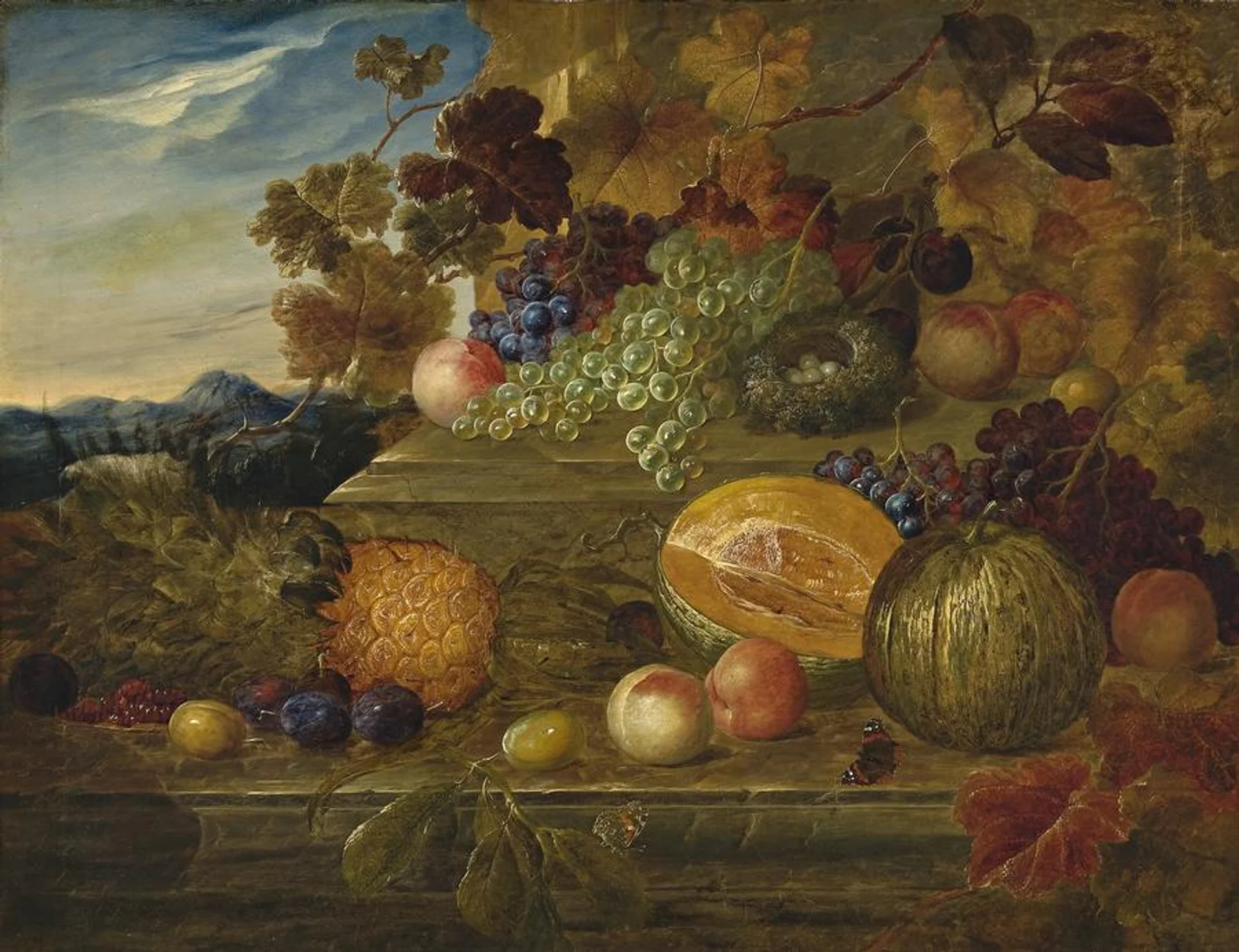 STILL LIFE OF FRUIT AND BIRD’S NEST