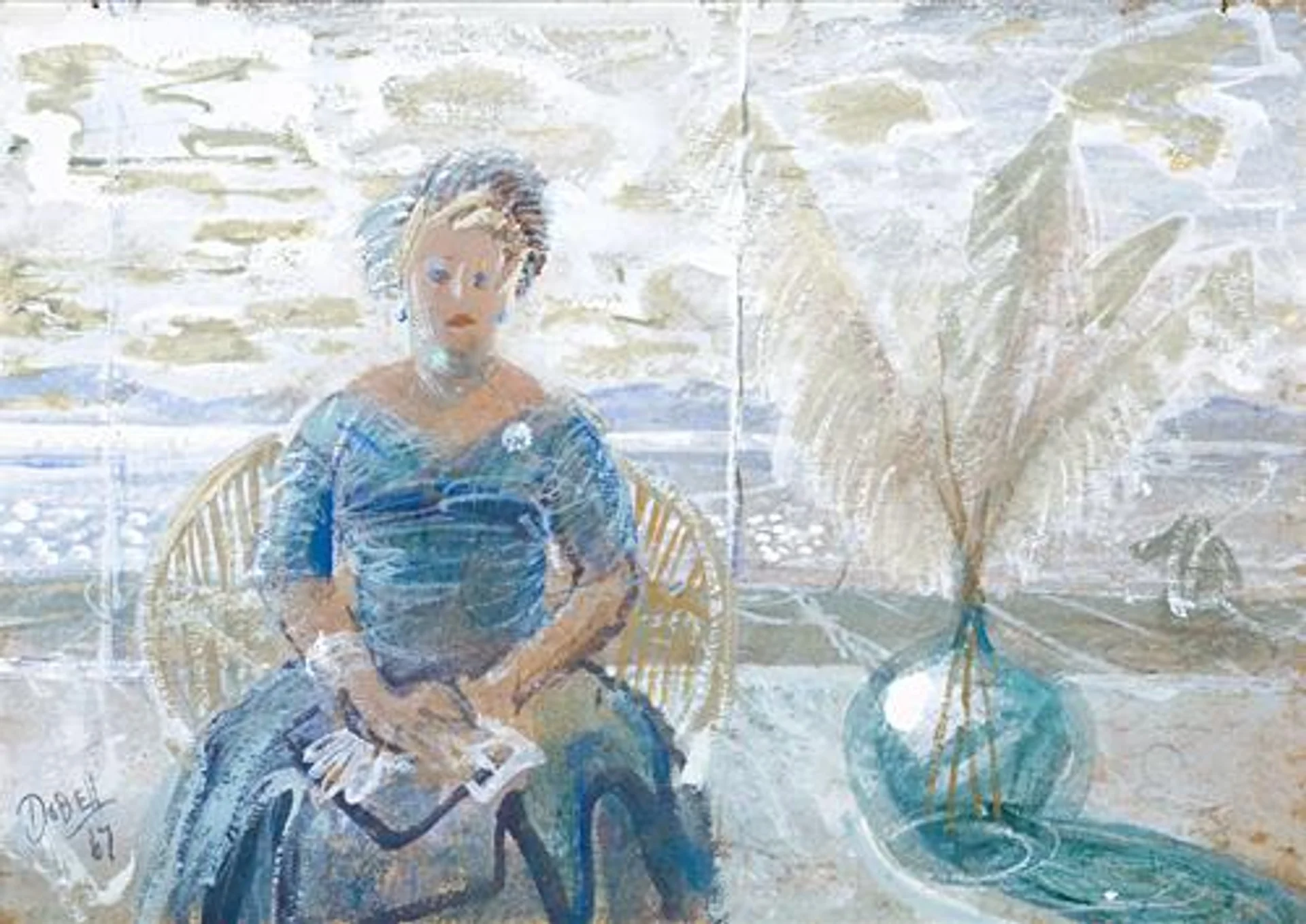 SEATED LADY IN A BLUE DRESS