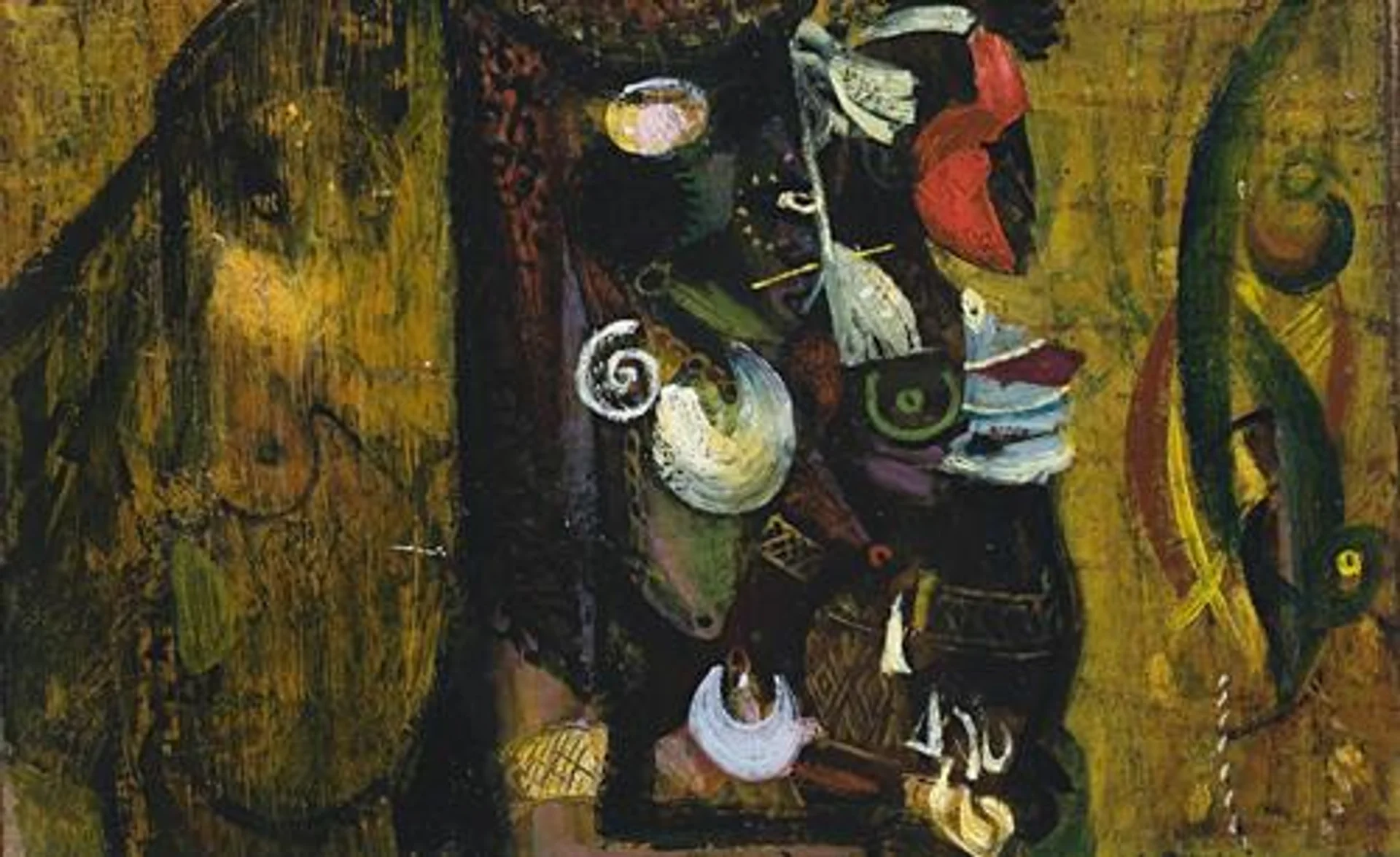 MASKED NATIVE FIGURES, NEW GUINEA