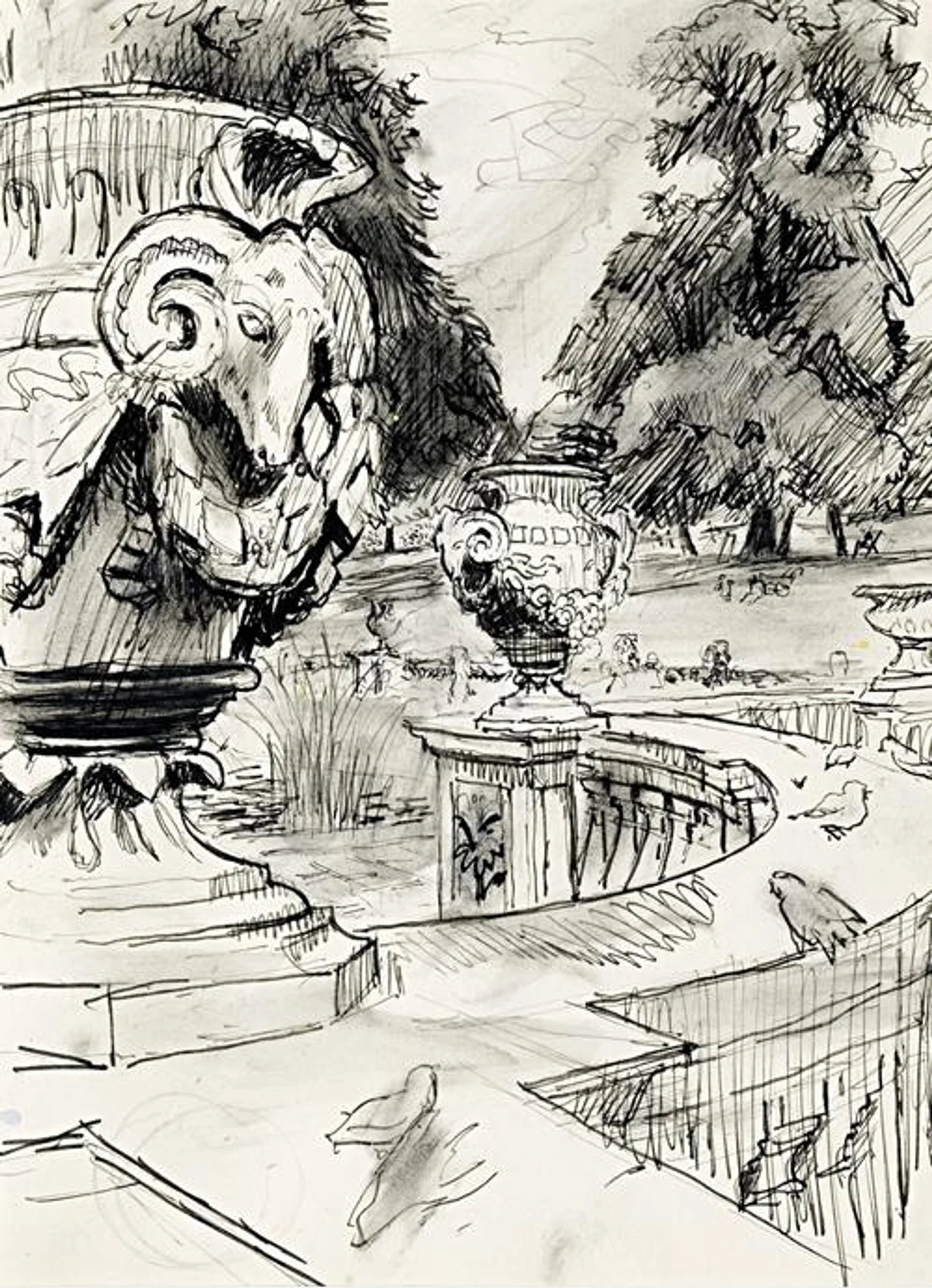 PAIR OF GARDEN STUDIES