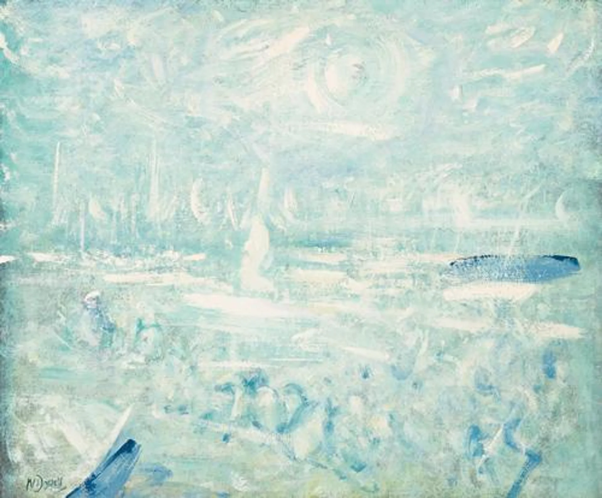 BOATS IN A LANDSCAPE (SCENE AT WANGI-BOATS AND HIGH WIND)