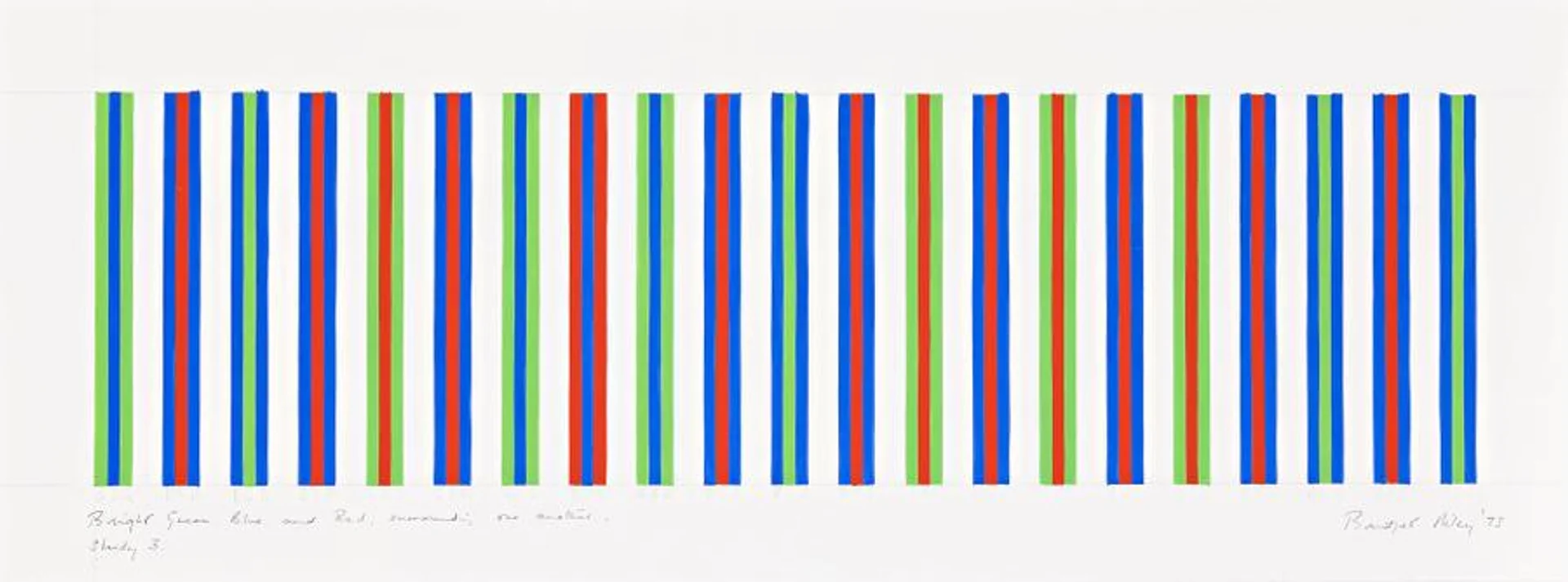 BRIGHT GREEN, BLUE AND RED, SURROUNDING ONE ANOTHER, STUDY 3