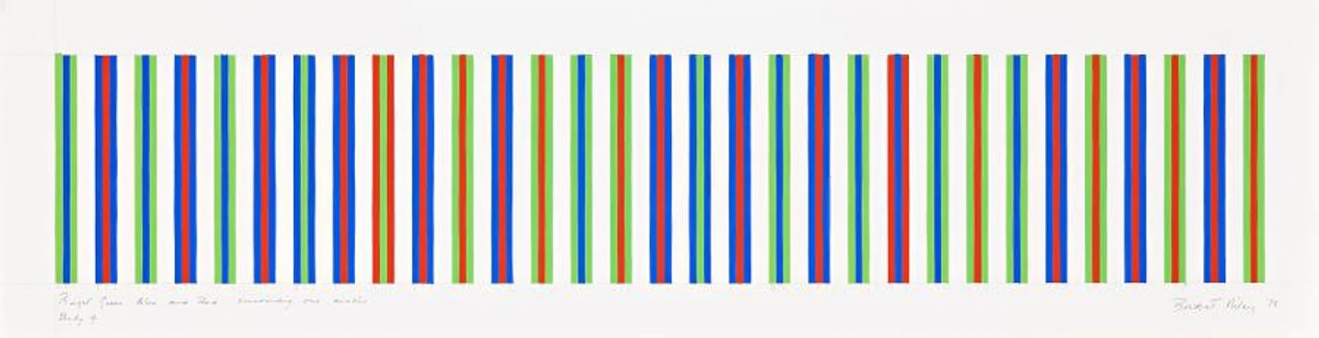 BRIGHT GREEN, BLUE AND RED, SURROUNDING ONE ANOTHER, STUDY 4