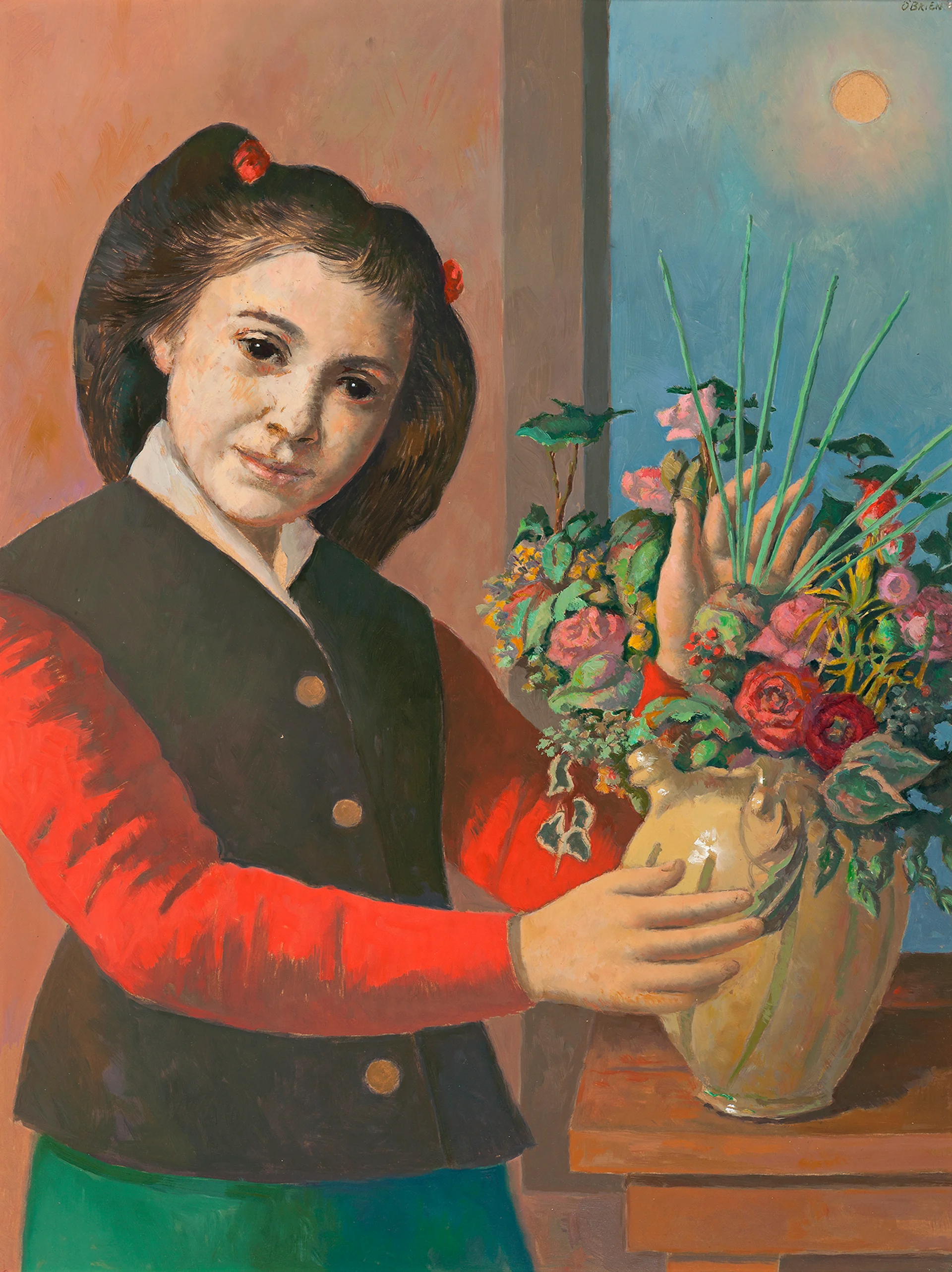 YOUNG GIRL ARRANGING FLOWERS