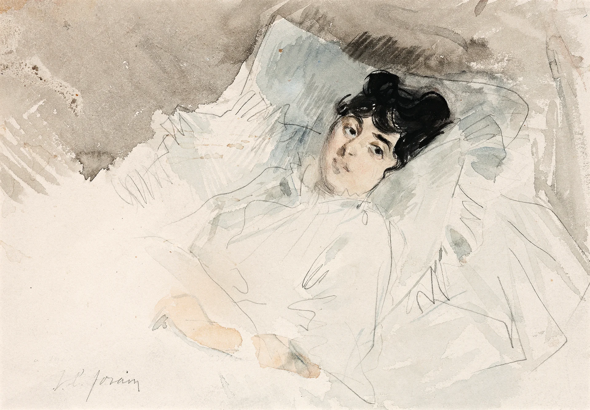PORTRAIT DE FEMME COUCHÉE DANS SON LIT