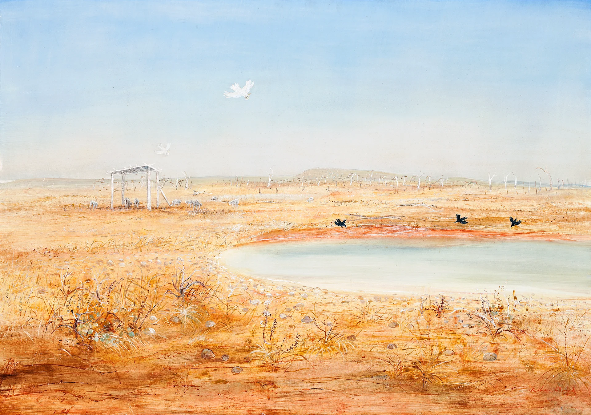 WIMMERA LANDSCAPE WITH COCKATOOS