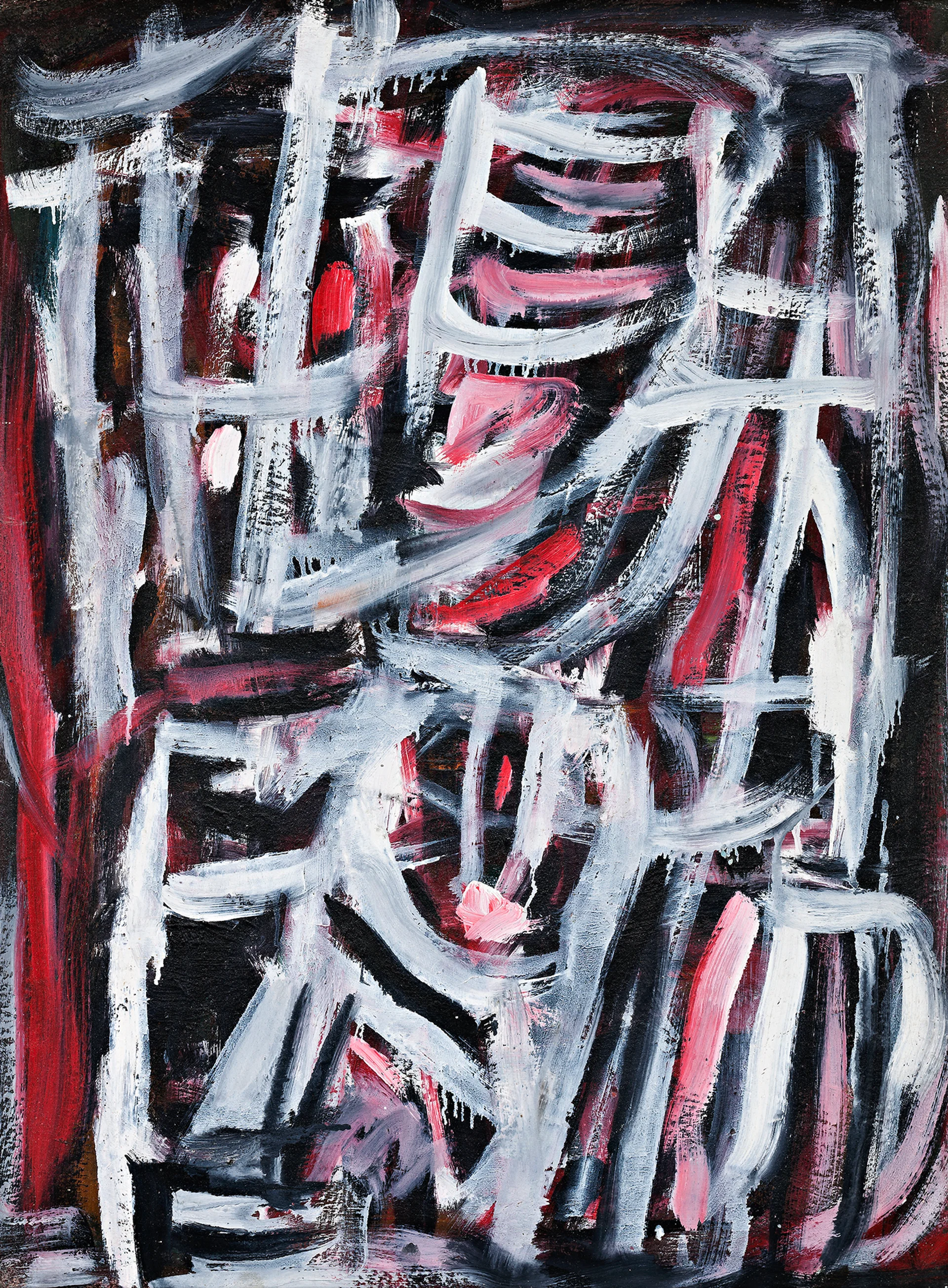UNTITLED (RED, BLACK AND WHITE), c.1958, VERSO: SEATED NUDE