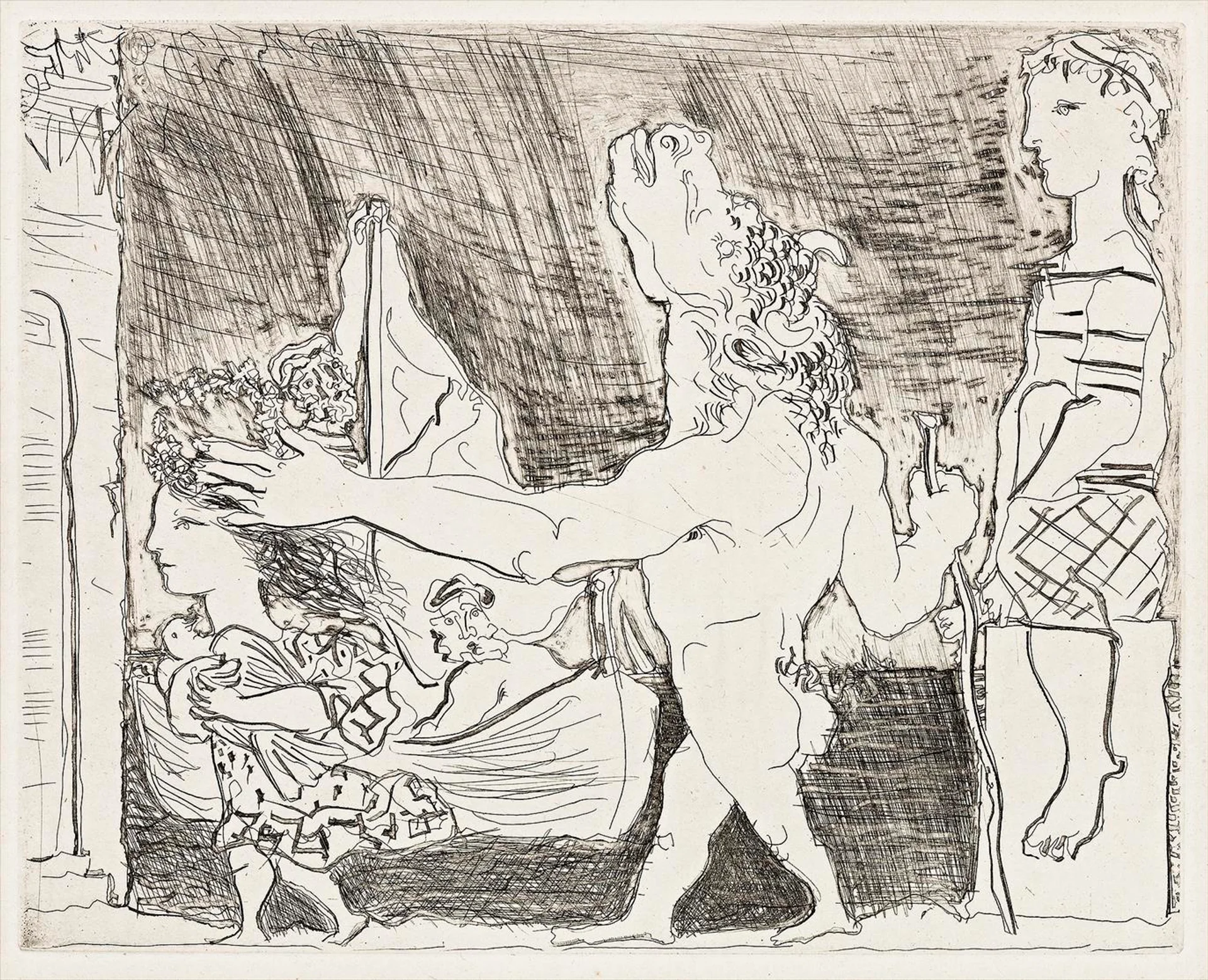 MINOTAURE AVEUGLE GUIDÉ PAR UNE FILLETTE II, 1934 (FROM LA SUITE VOLLARD)