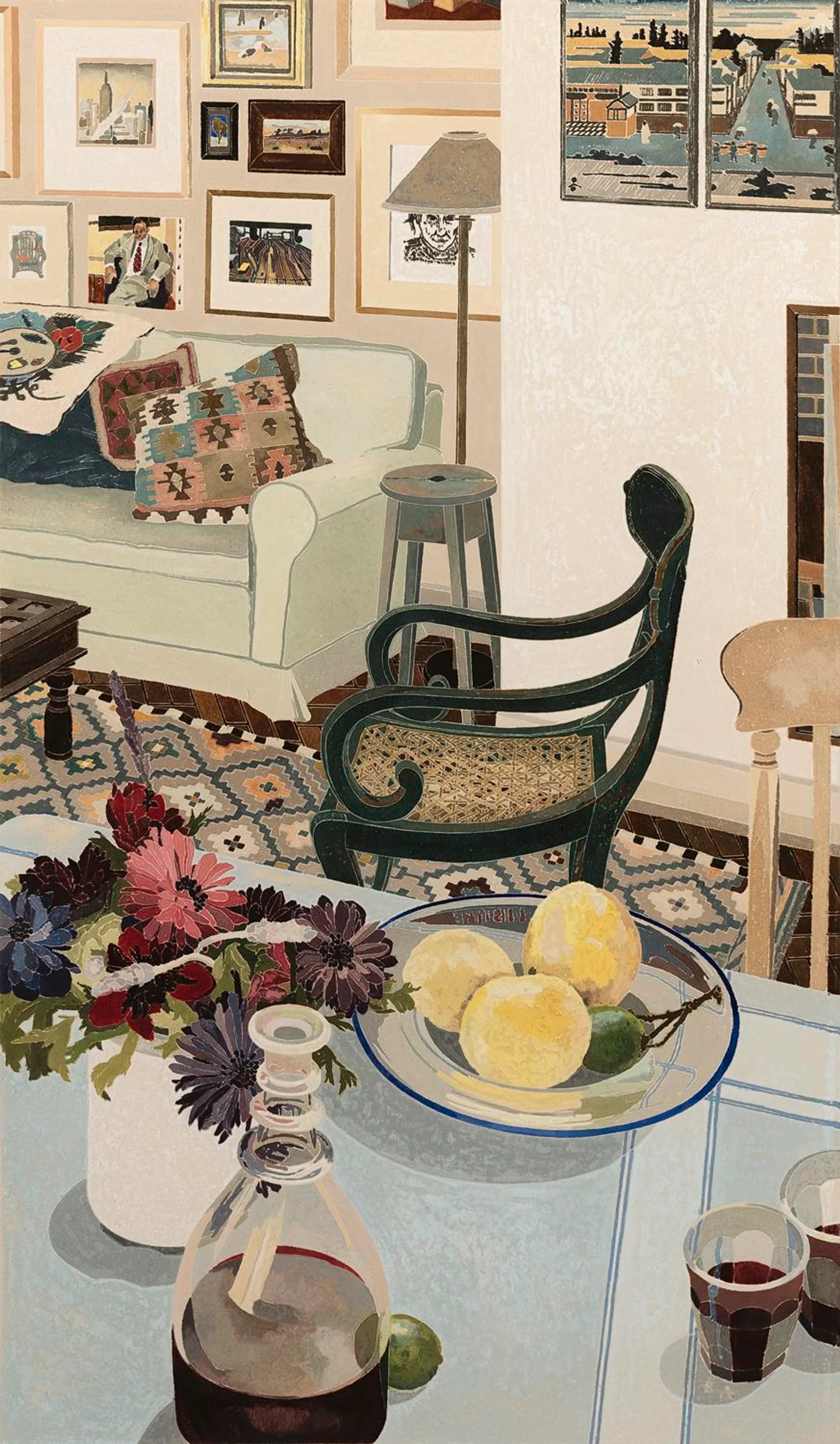 INTERIOR WITH ANEMONES AND LEMONS