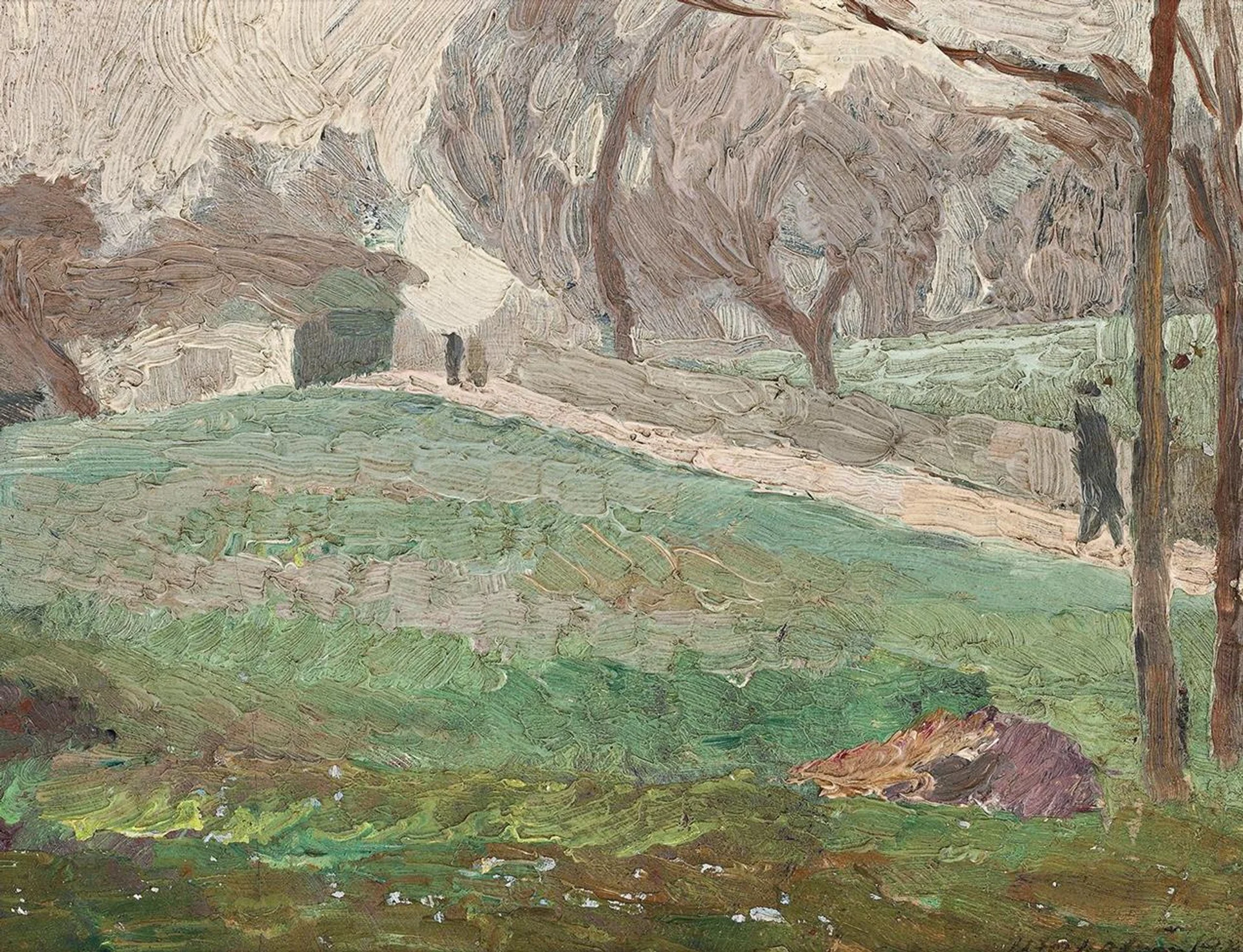 BROCKWELL PARK, TULSE HILL WITH FIGURE AND PATH, LONDON