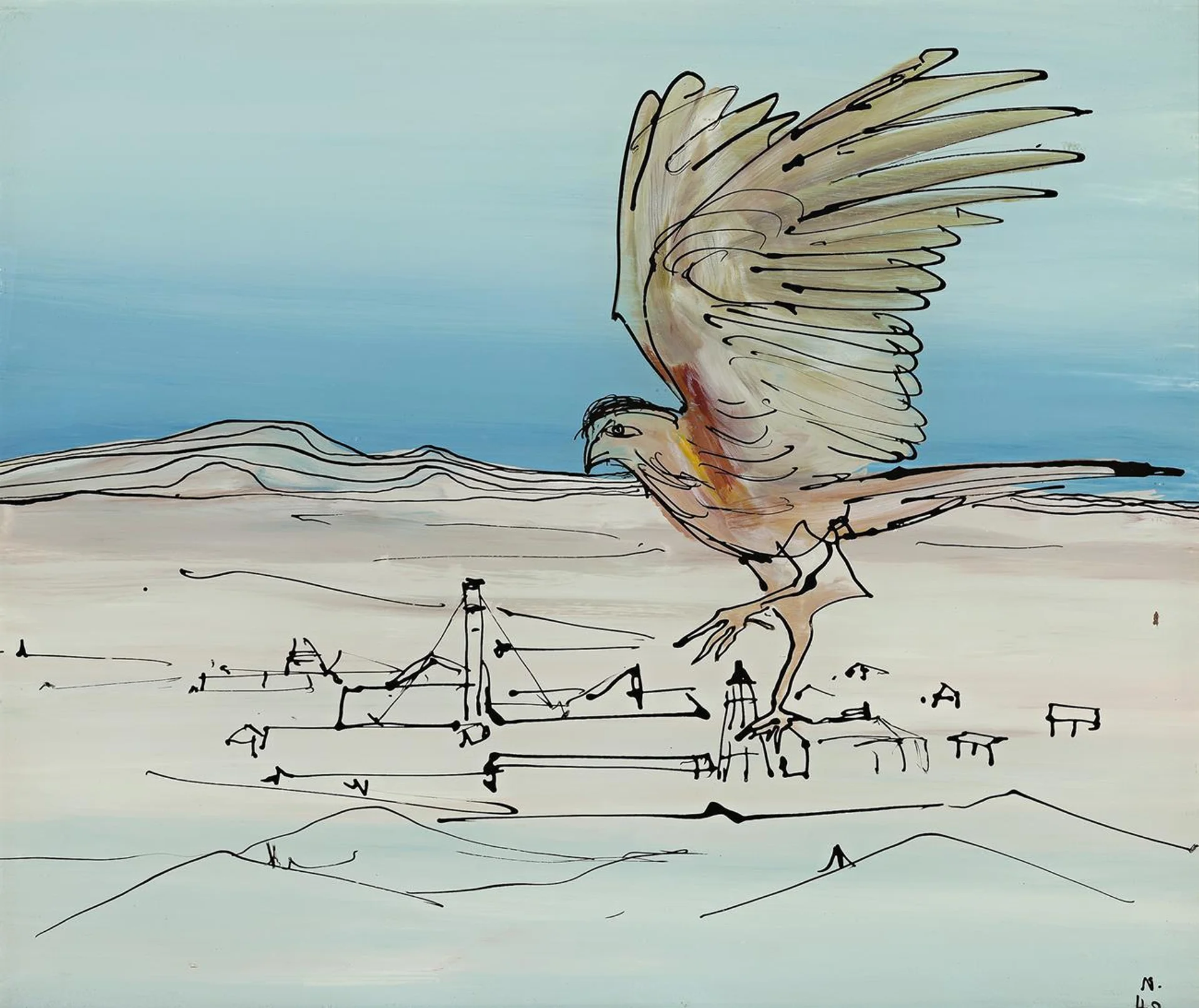 BIRD OVER TIN MINE, NORTH QUEENSLAND