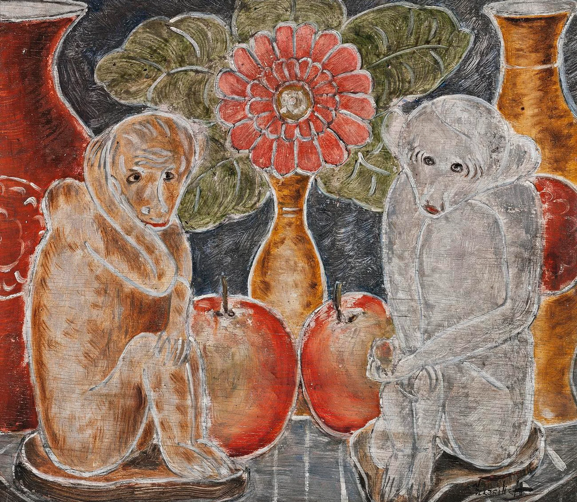 TRIO (MONKEYS, FRUIT AND FLOWERS)