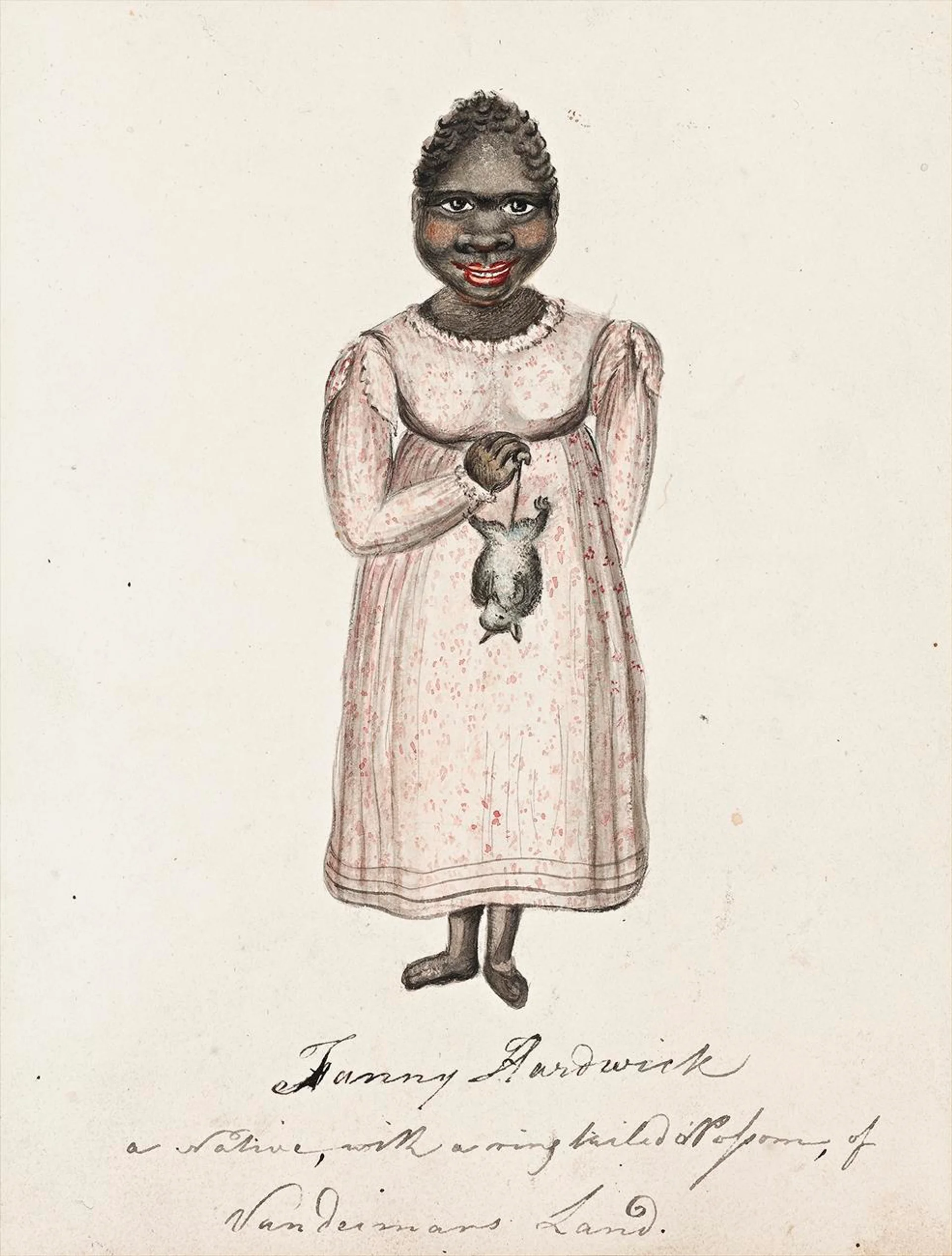 FANNY HARDWICKE: A NATIVE WITH A RINGTAILED POSSUM, VAN DIEMEN’S LAND