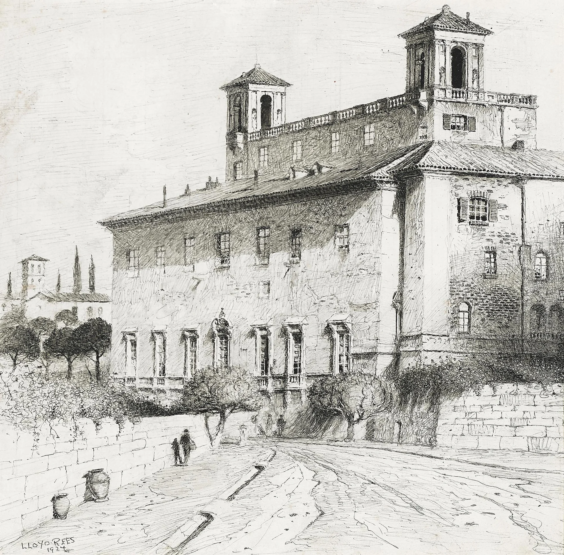 MEDICI PALACE, ROME, 1924 (VERSO: PALACE INTERIOR)