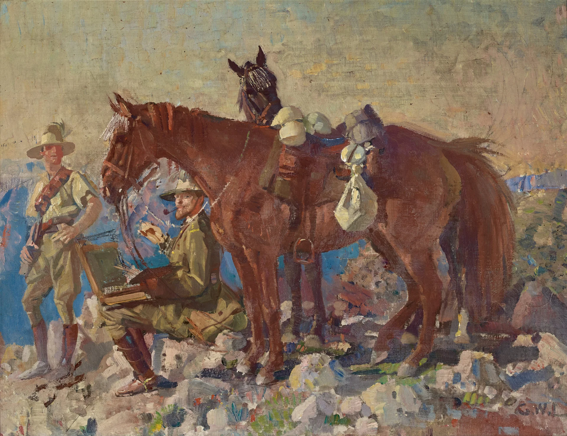 ARTIST AND HIS BATMAN, LIGHT HORSE CALVARY, JERUSALEM HEIGHTS