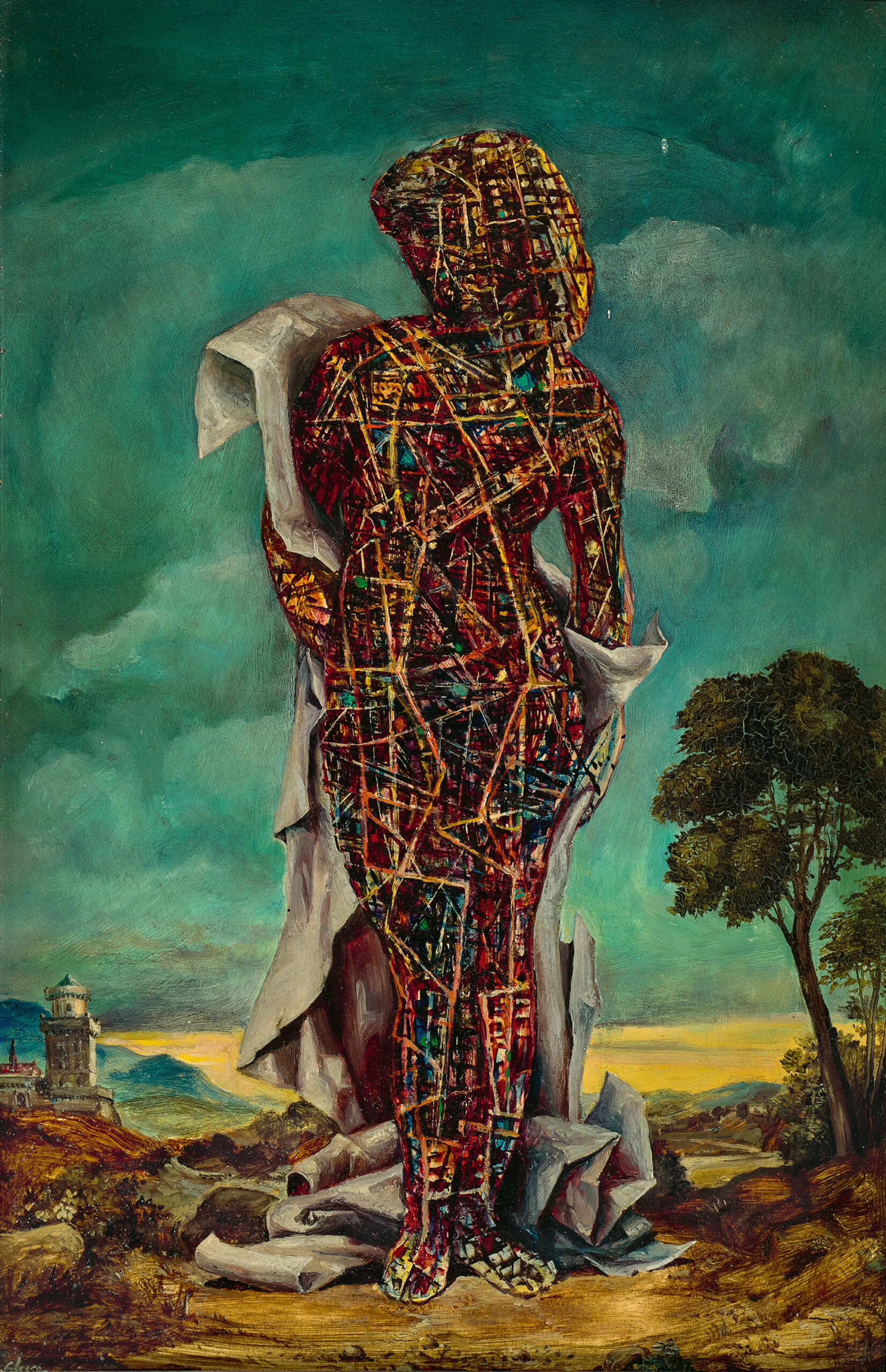 WOMAN IN CLASSICAL LANDSCAPE