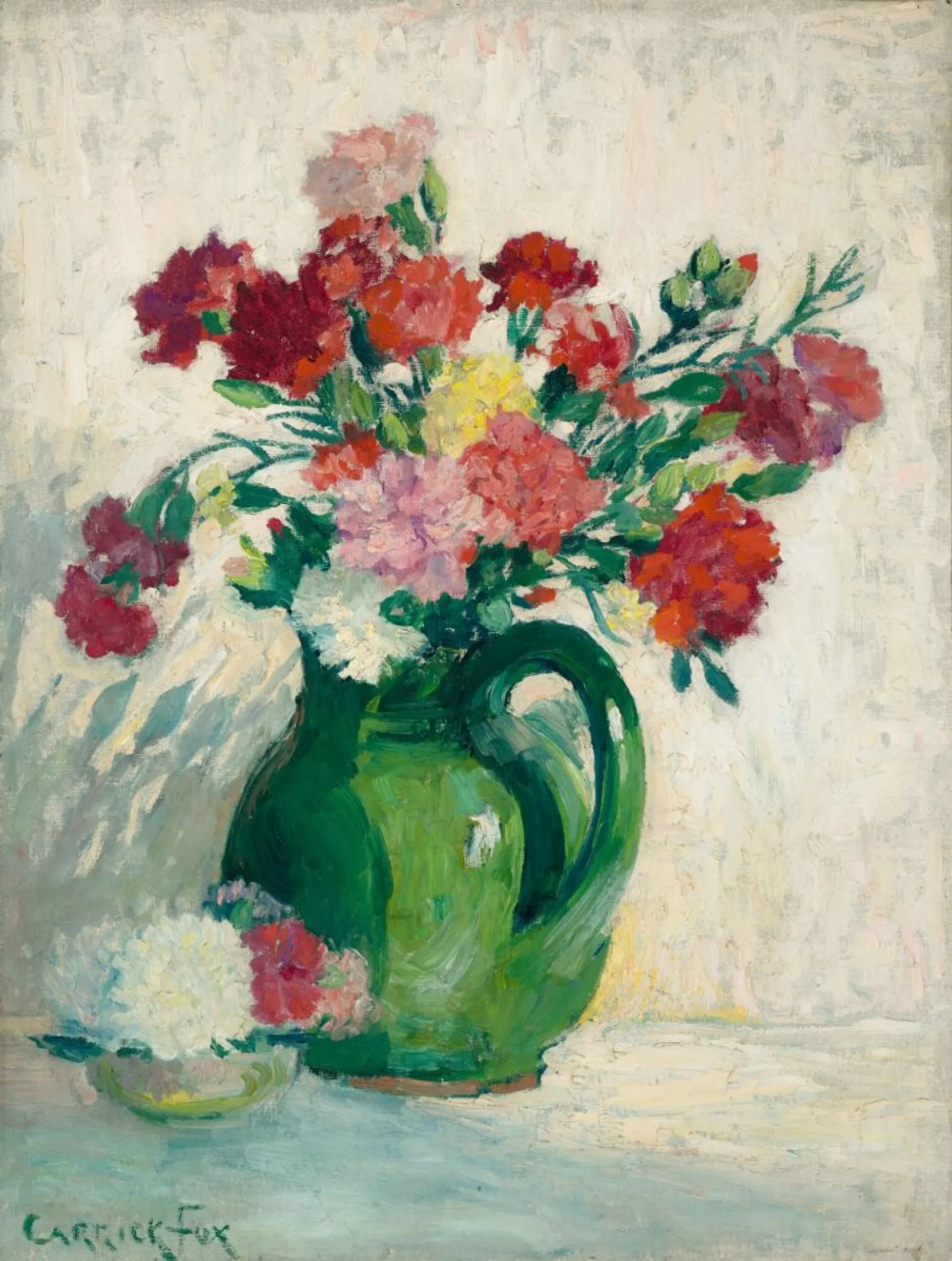 FLOWERS IN A GREEN JUG