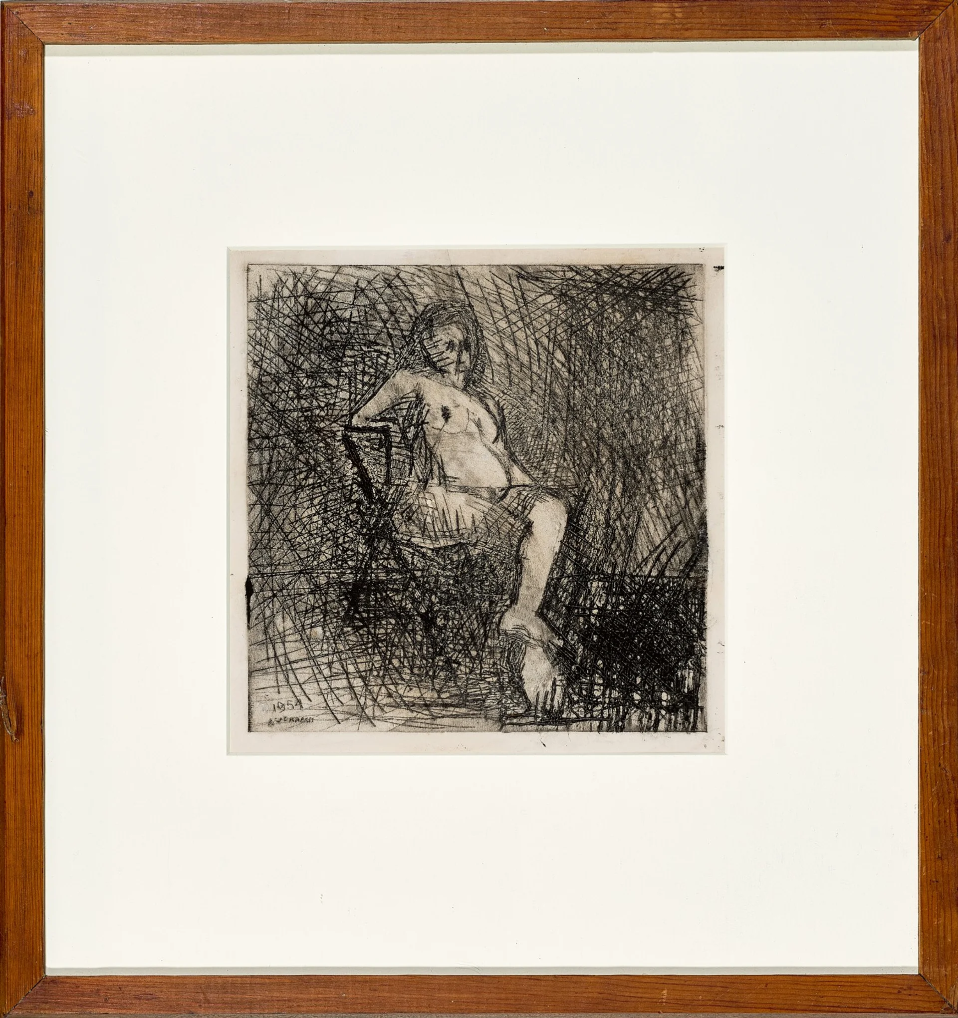 NUDE SEATED ON A FOLDING CHAIR