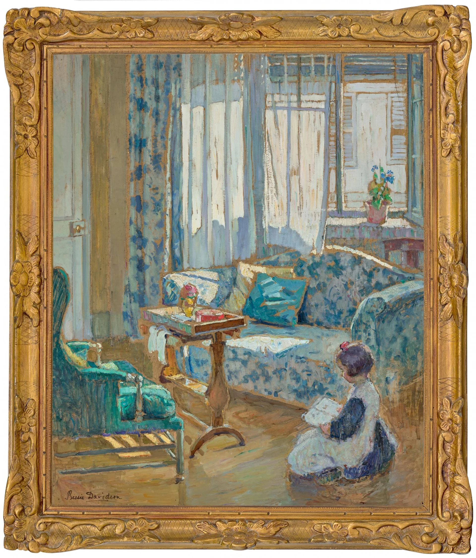 (Interior with girl reading)
