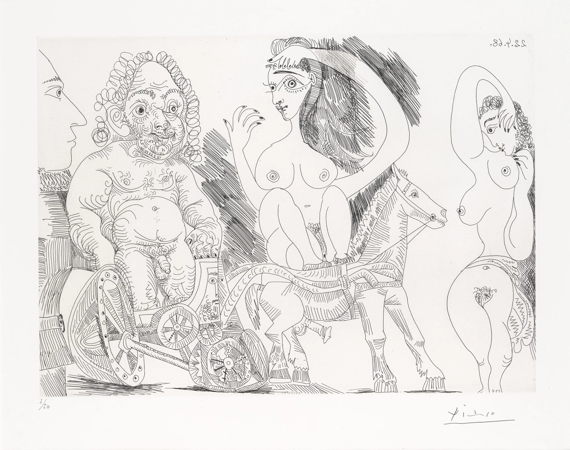 CHAR ROMAIN AVEC VIEIL ATHLÈTE ECUYÈRE, ODALISQUE ET SPECTATEUR