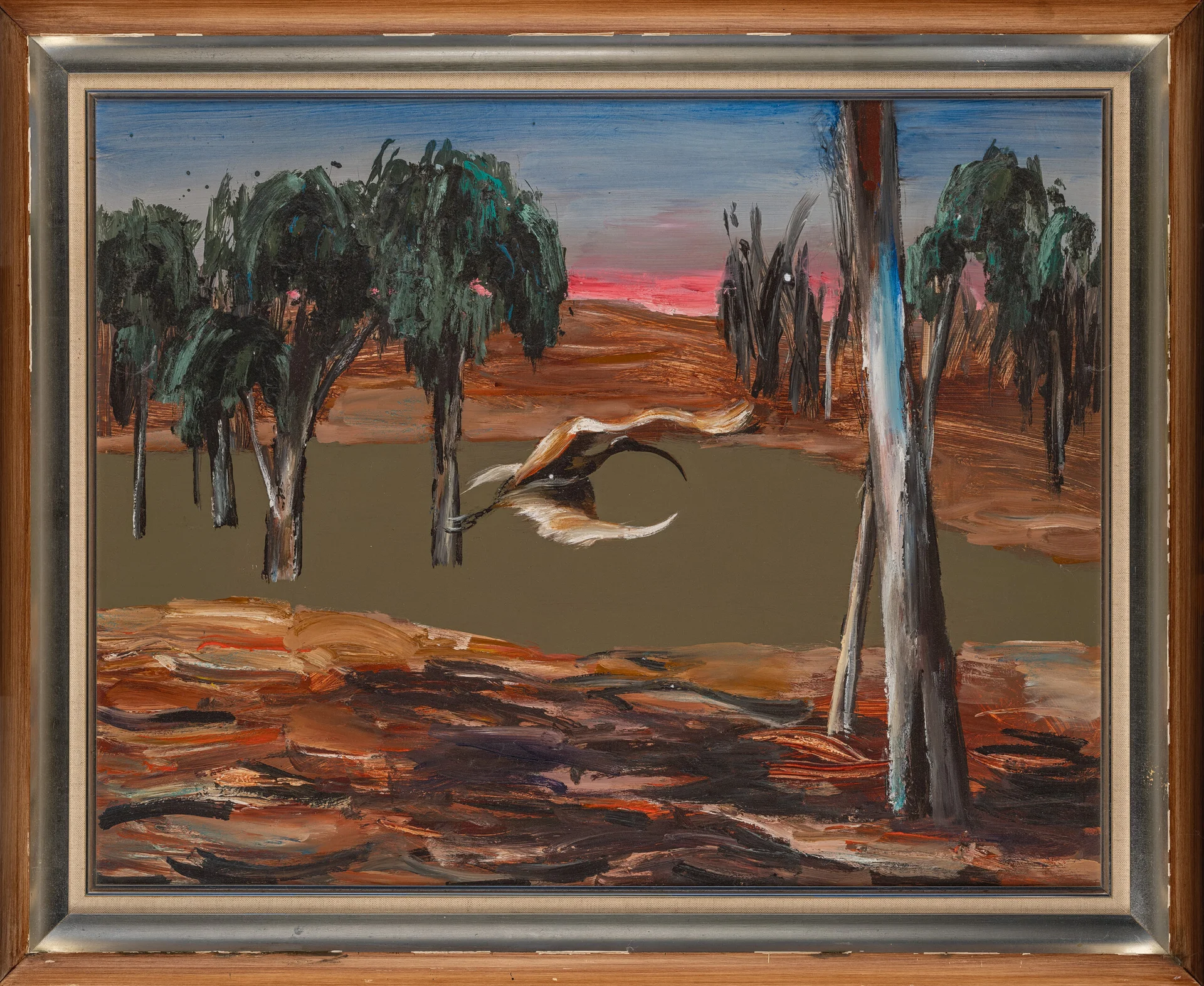 IBIS OVER WATERHOLE