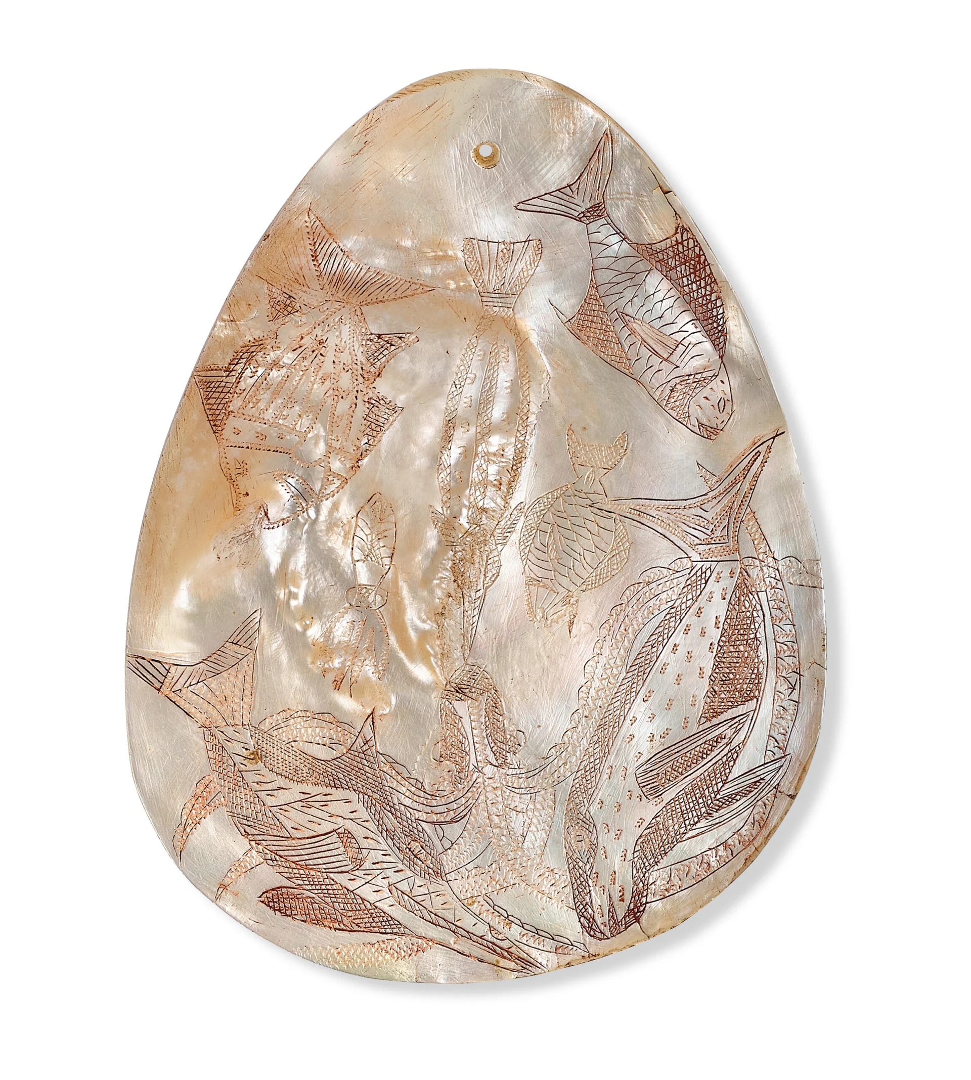 A pair of Western Australian pearl shell pendants (Riji and Jakoli)