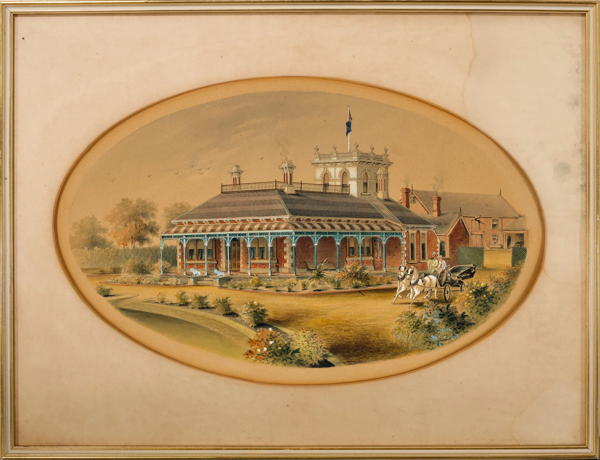 COLONIAL HOME, HORSE AND TRAP