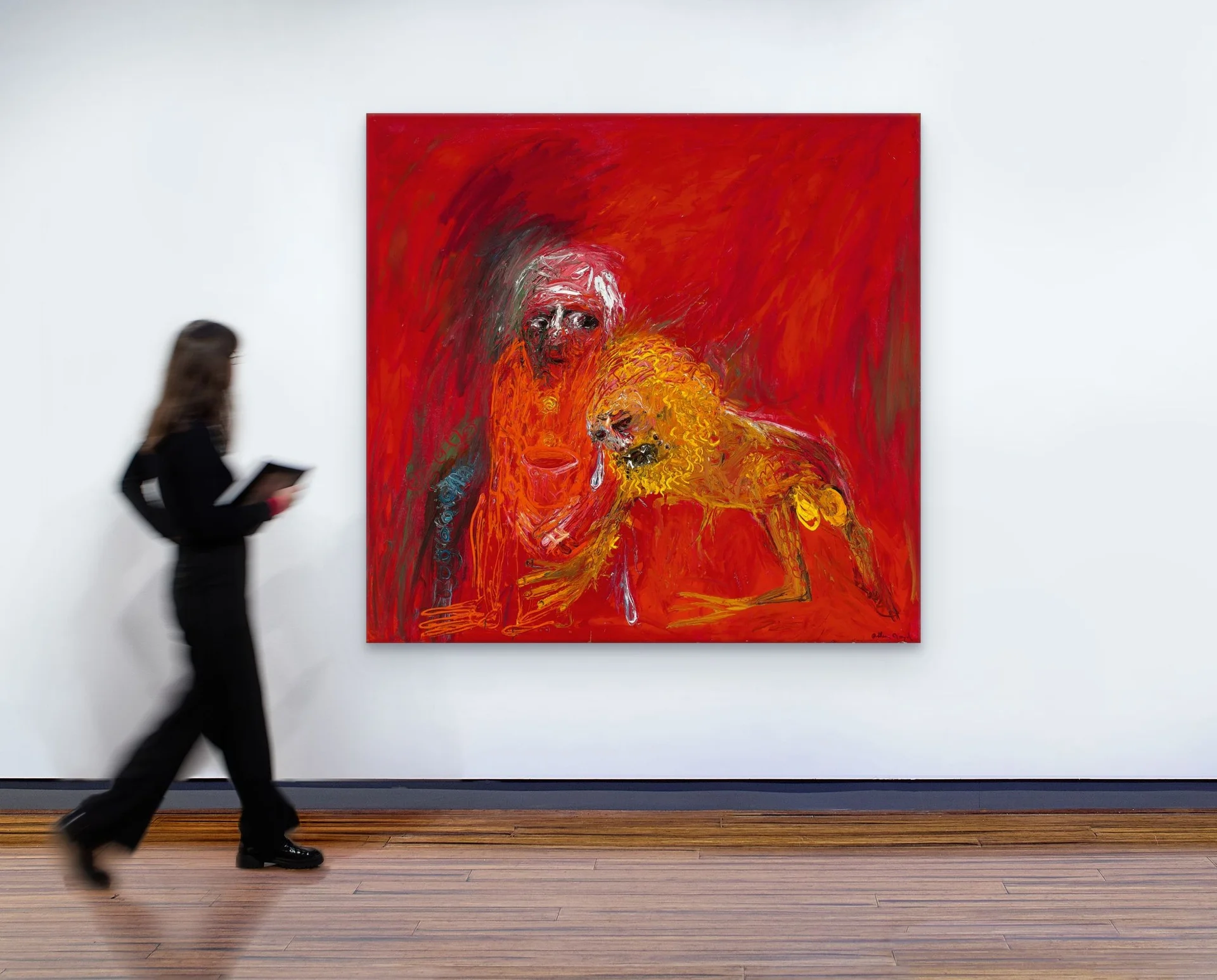 Seated Nebuchadnezzar and crying lion
