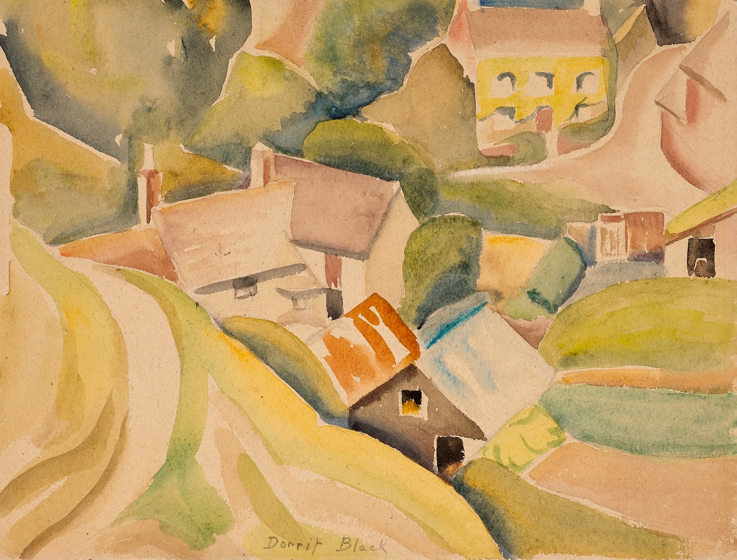 82 · Dorrit Black, Group of cottages, Corfe Castle, 1935